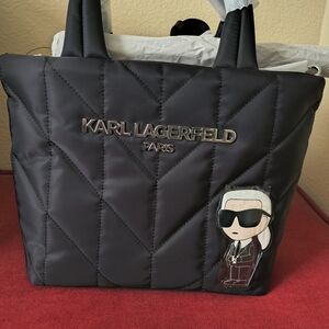 Karl Lagerfeld Black Quilted Tote Bag